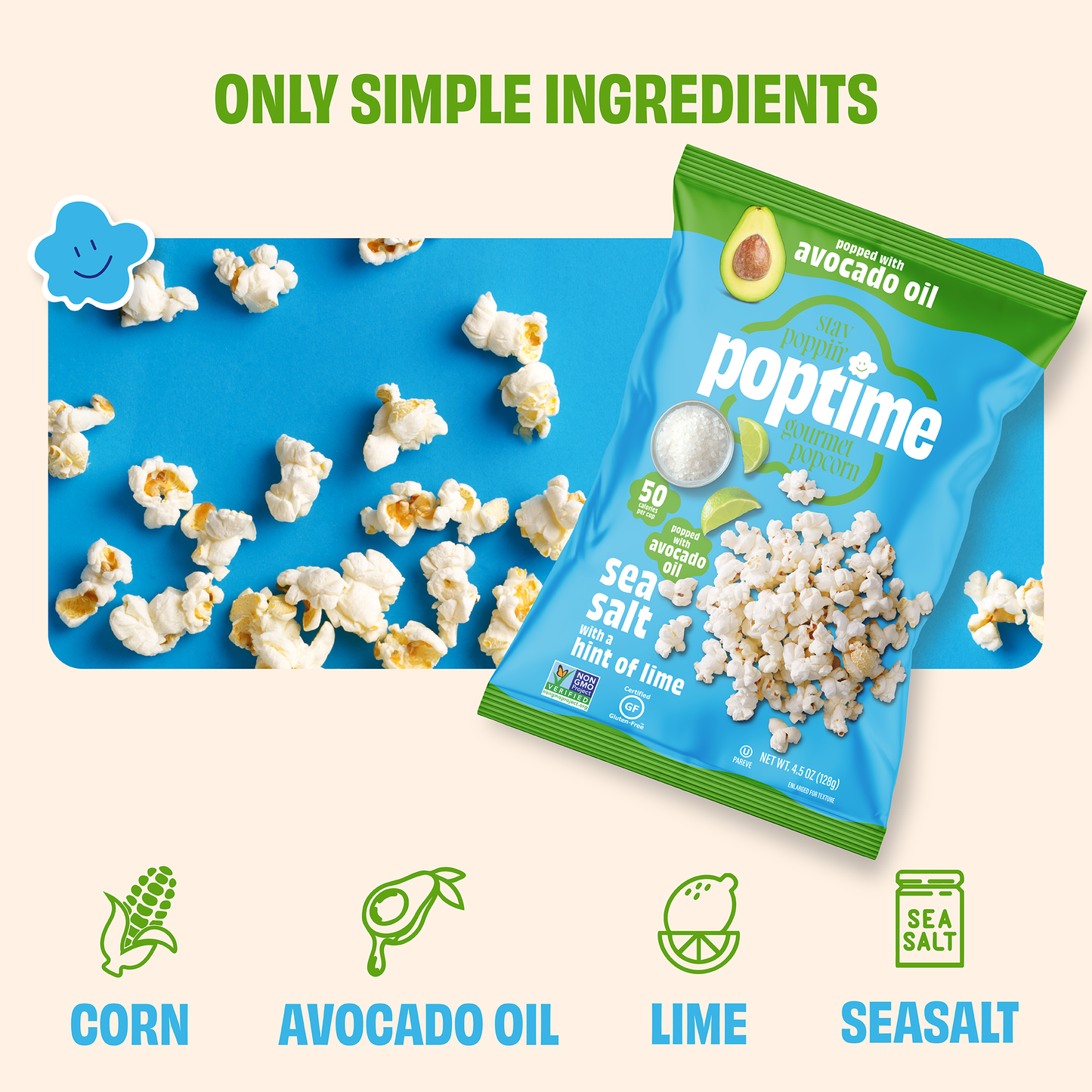 Poptime Sea Salt with a Hint of Lime Popcorn