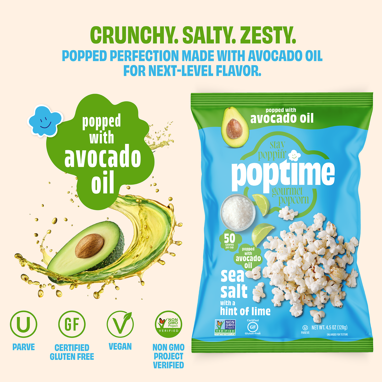 Poptime Sea Salt with a Hint of Lime Popcorn