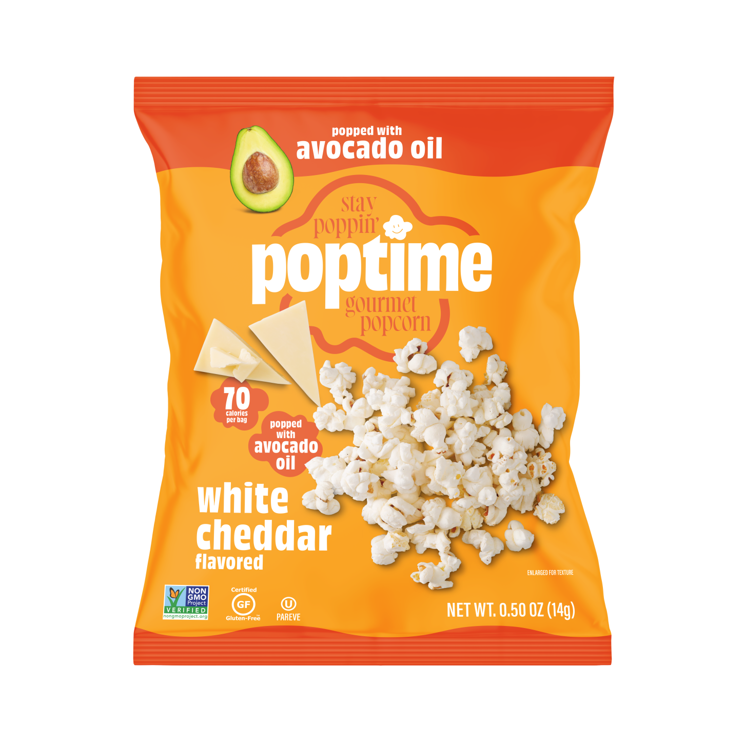 Poptime White Cheddar Popcorn – Smart Snack Singles (0.50oz