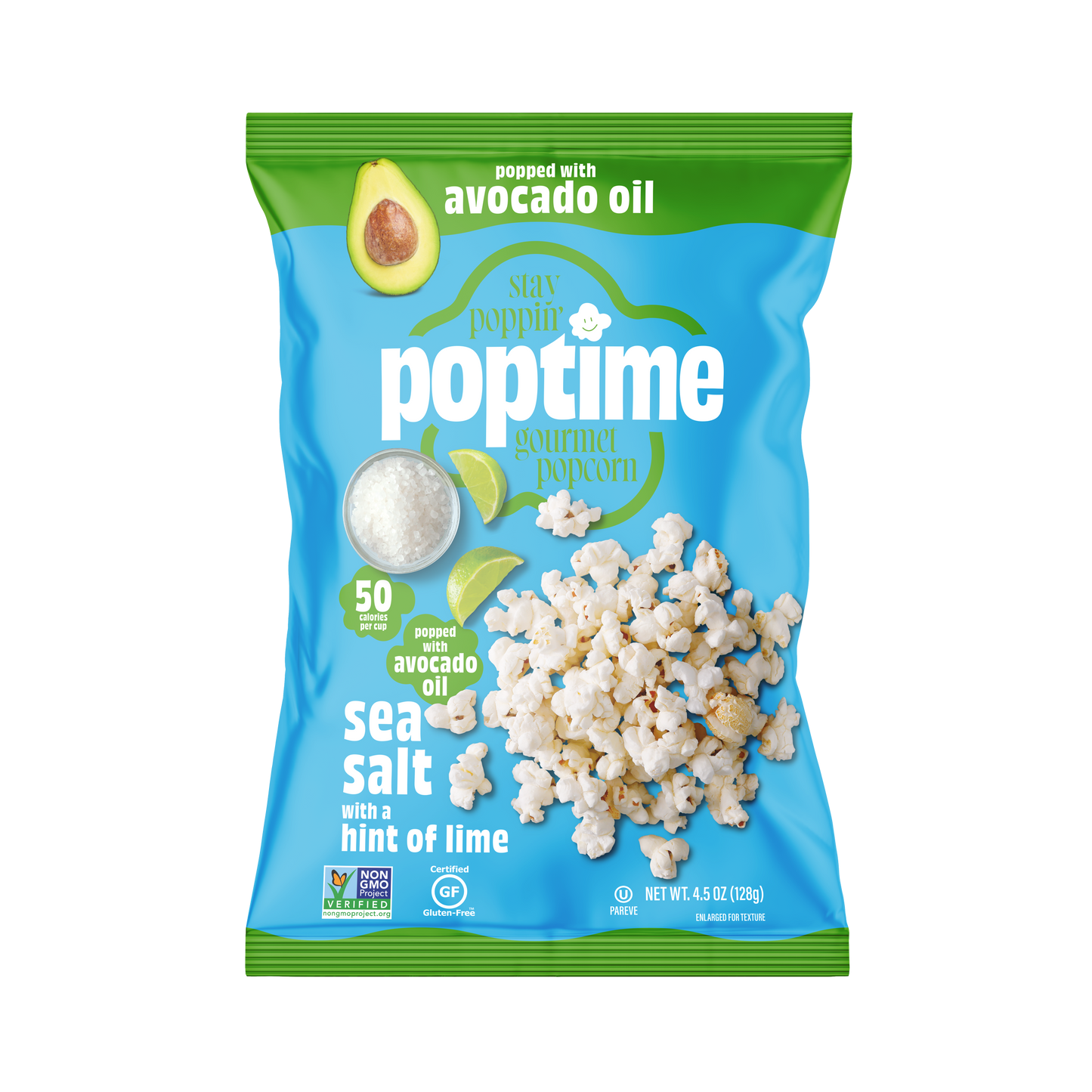 Poptime Sea Salt with a Hint of Lime Popcorn – 4.5oz Bag