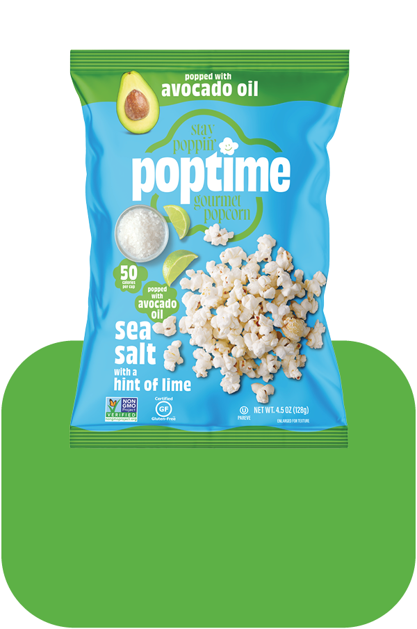 Poptime Sea Salt with a Hint of Lime Popcorn – 4.5oz Bag