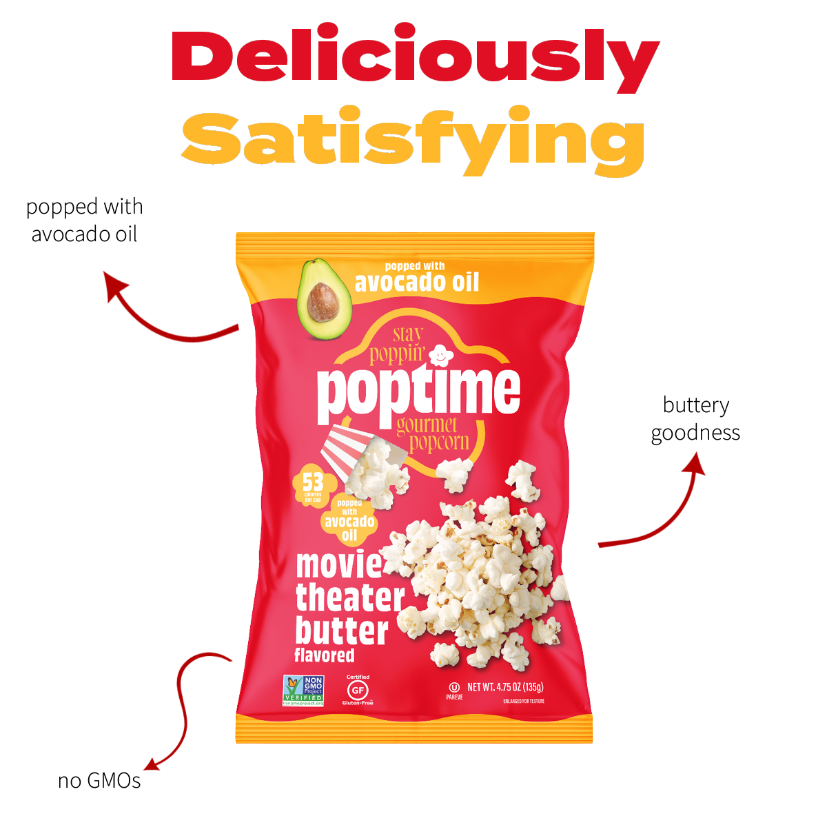 Poptime Movie Theater Butter Popcorn – 4.75oz –  Case of 4
