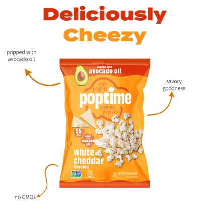 Poptime White Cheddar Popcorn – 4.75oz –  Case of 4