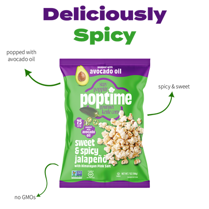 Poptime Sweet & Spicy Jalapeno Kettle Corn- 7oz -  Case of 4