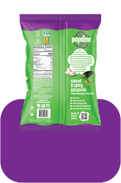 Poptime Sweet & Spicy Jalapeno Kettle Corn- 7oz -  Case of 4