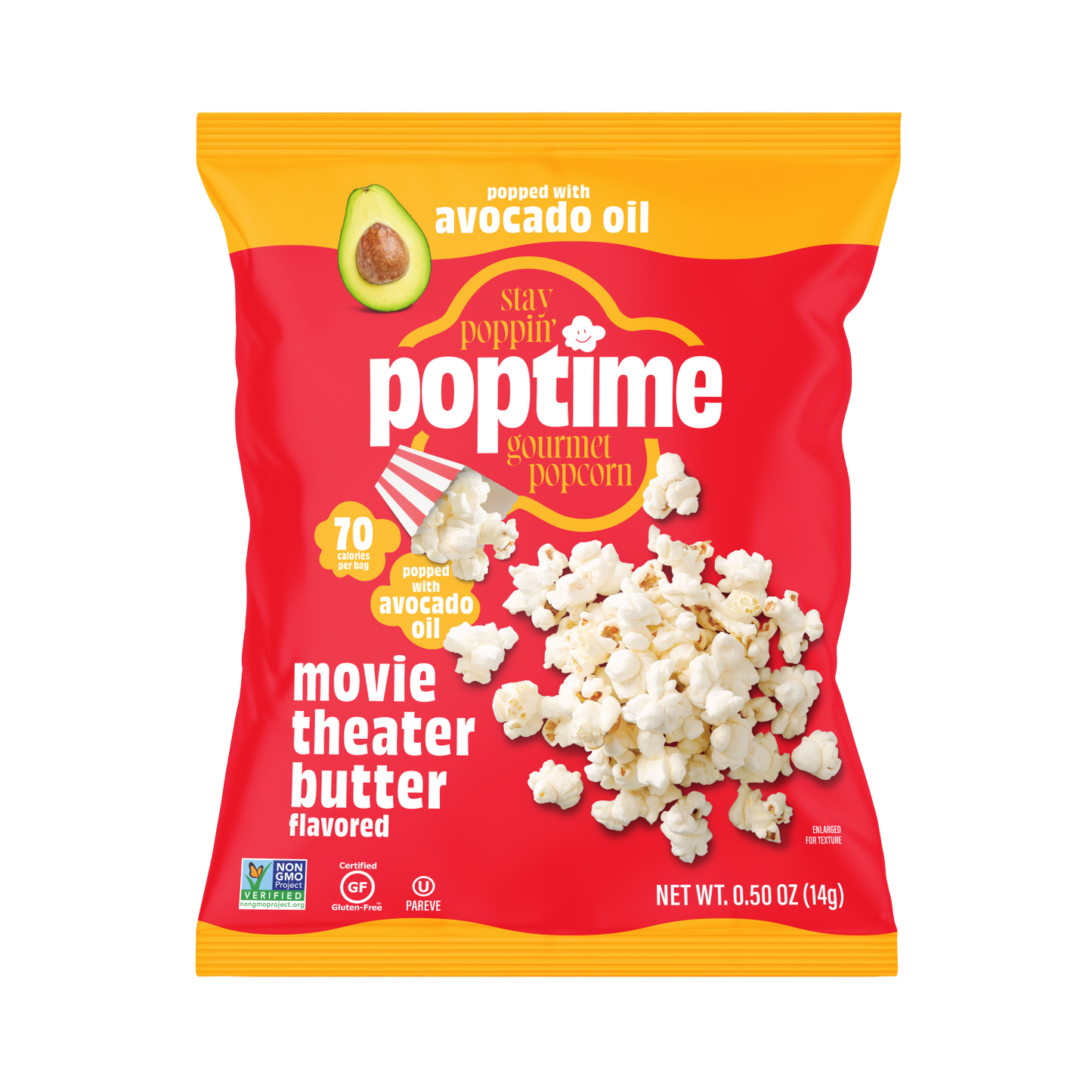 Poptime Movie Butter Popcorn  – Smart Snack Singles (0.50oz) - Case of 32
