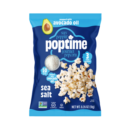 Poptime Sea Salt Popcorn  – Mini 0.35oz - Case of 50