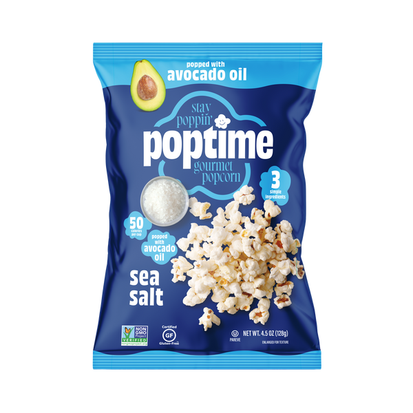 Poptime Sea Salt Popcorn – 4.5oz Bag – Poptime Snacks