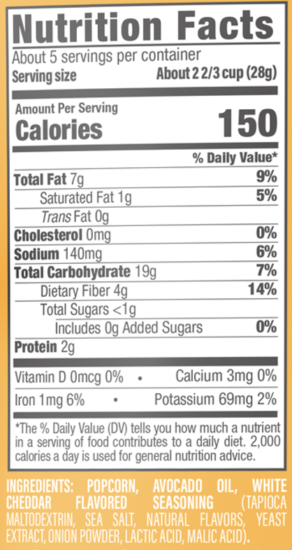Poptime White Cheddar Popcorn – 4.75oz –  Case of 4