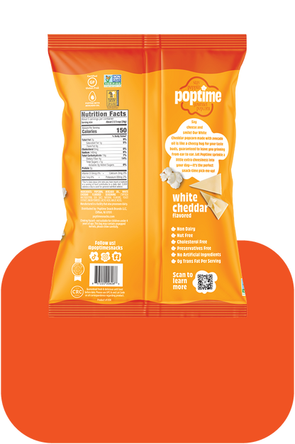 Poptime White Cheddar Popcorn – 4.75oz –  Case of 4